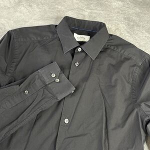 Eton Shirt Mens 15 38 Black Super Slim Fit Poplin Dress Cotton Long Sleeve